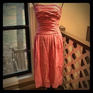 Belle France Pink Strapless Dress Textured Floral